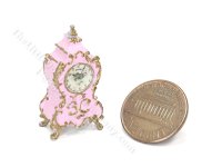 Miniature French Rococo Style Table/Mantel Clock - Pink (image for) Miniature French Rococo Style Table/Mantel Clock - Pink