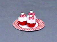 Dollhouse Scale Model Cherry Cupcakes (image for) Dollhouse Scale Model Cherry Cupcakes