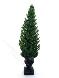 Miniature 5-1/2" Pine Topiary in Marble Planter for Dollhouses (image for) Miniature 5-1/2" Pine Topiary in Marble Planter for Dollhouses