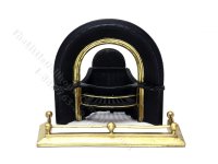 Miniature Fireplace Insert and Fender Set for Dollhouses - Black & Brass (image for) Miniature Fireplace Insert and Fender Set for Dollhouses - Black & Brass