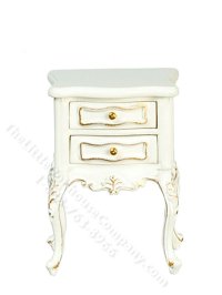 Miniature White American Victorian Nightstand for Dollhouses (image for) Miniature White American Victorian Nightstand for Dollhouses