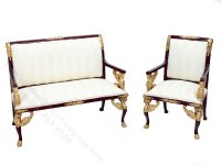 Miniature Full Scale Mahogany and White Empire Living Room Set (image for) Miniature Full Scale Mahogany and White Empire Living Room Set