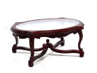 Miniature Glass Top Mahogany Coffee Table for Dollhouses (image for) Miniature Glass Top Mahogany Coffee Table for Dollhouses