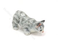 Miniature Grey Tabby Cat Figurine for Dollhouses (image for) Miniature Grey Tabby Cat Figurine for Dollhouses