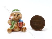 Miniature Porcelain Christmas Bear for Dollhouses (image for) Miniature Porcelain Christmas Bear for Dollhouses