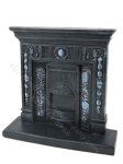Miniature Black Fireplace for Dollhouses (image for) Miniature Black Fireplace for Dollhouses