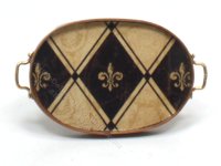 Miniature Oval Cherry Wood Fleur-de-Lis Tray (image for) Miniature Oval Cherry Wood Fleur-de-Lis Tray