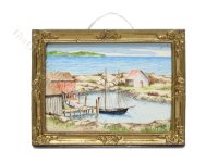Vintage Miniature Signed Watercolour Painting by A. Robinson 1990 - "Peggy's Cove" (image for) Vintage Miniature Signed Watercolour Painting by A. Robinson 1990 - "Peggy's Cove"