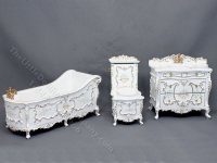 Miniature Painted Baroque-Style White Bathroom Set (image for) Miniature Painted Baroque-Style White Bathroom Set