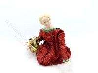 Miniature Sitting Lady with Flower Basket (image for) Miniature Sitting Lady with Flower Basket