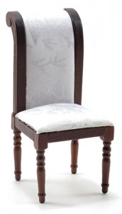 Miniature AS IS Mahogany Side Chair With White Fabric (image for) Miniature AS IS Mahogany Side Chair With White Fabric