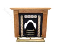 Miniature Coalbrookdale Tiled Fireplace and Fender Set for Dollhouses - Blue & Orange (image for) Miniature Coalbrookdale Tiled Fireplace and Fender Set for Dollhouses - Blue & Orange