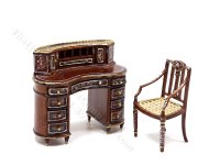 1:24 Scale Miniature Walnut Desk and Chair (image for) 1:24 Scale Miniature Walnut Desk and Chair