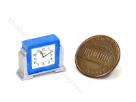 Miniature Art Deco Style Marble Mantel Clock - Blue & Silver (image for) Miniature Art Deco Style Marble Mantel Clock - Blue & Silver