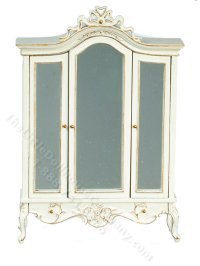 Miniature American Late Victorian White Wardrobe for Dollhouses (image for) Miniature American Late Victorian White Wardrobe for Dollhouses
