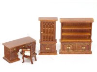 Quarter Scale 4-Piece Walnut Study Set (image for) Quarter Scale 4-Piece Walnut Study Set