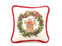 Miniature Gingerbread Wreath Pillow for Dollhouses (image for) Miniature Gingerbread Wreath Pillow for Dollhouses