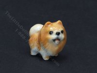Miniature Porcelain Pomeranian Dog for Dollhouses - Brown (image for) Miniature Porcelain Pomeranian Dog for Dollhouses - Brown