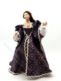 Miniature Handcrafted Tudor Woman in Peacock Dress (image for) Miniature Handcrafted Tudor Woman in Peacock Dress