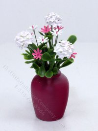 Miniature Pink Pot w/ Hydrangea Arrangement by Mini Creations (image for) Miniature Pink Pot w/ Hydrangea Arrangement by Mini Creations