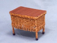 Miniature Brown Wicker Coffee Table for Dollhouses (image for) Miniature Brown Wicker Coffee Table for Dollhouses