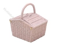 Miniature Picnic Basket for Dollhouses - Pastel Purple (image for) Miniature Picnic Basket for Dollhouses - Pastel Purple