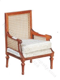 Miniature Caned Walnut Bergere Chair for Dollhouses (image for) Miniature Caned Walnut Bergere Chair for Dollhouses