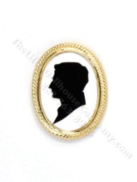 Miniature Hand-cut Man's Silhouette in a Braided Gold Frame (image for) Miniature Hand-cut Man's Silhouette in a Braided Gold Frame
