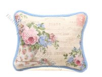 Miniature Pink & Blue Roses Pillow for Dollhouses (image for) Miniature Pink & Blue Roses Pillow for Dollhouses