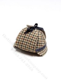 Miniature Brown Houndstooth Deerstalker Hat by Judith Blondell (image for) Miniature Brown Houndstooth Deerstalker Hat by Judith Blondell