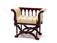 Miniature Curule Chair for Dollhouses - Mahogany (image for) Miniature Curule Chair for Dollhouses - Mahogany
