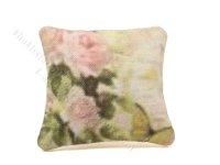 Miniature Pink Rose Pillow for Dollhouses (image for) Miniature Pink Rose Pillow for Dollhouses