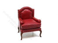 Leather Upholstered Arm Chair - Walnut (image for) Leather Upholstered Arm Chair - Walnut
