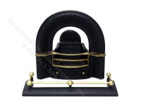 Miniature Fireplace Insert and Fender Set for Dollhouses - Black & Brass (image for) Miniature Fireplace Insert and Fender Set for Dollhouses - Black & Brass