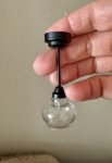 Miniature Battery Operated Clear Bulbed Ceiling Light - Black (image for) Miniature Battery Operated Clear Bulbed Ceiling Light - Black