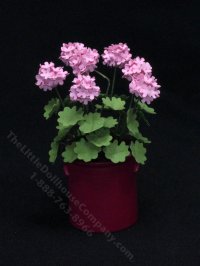 Miniature Pink Geraniums in Pot by Mini Creations by Judy (image for) Miniature Pink Geraniums in Pot by Mini Creations by Judy