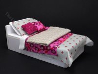 Miniature Pink and Beige Bedding for Dollhouses (image for) Miniature Pink and Beige Bedding for Dollhouses