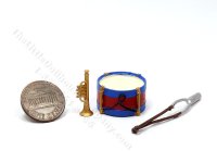 Miniature Toy Drum & Trumpet/Bugle Set for Dollhouses (image for) Miniature Toy Drum & Trumpet/Bugle Set for Dollhouses