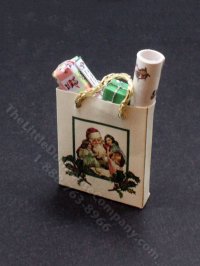Miniature Christmas Gift Bag for Dollhouses (image for) Miniature Christmas Gift Bag for Dollhouses