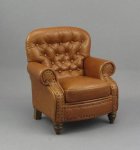 Dollhouse Tufted Tan Leather Club Chair by Judith Blondell (image for) Dollhouse Tufted Tan Leather Club Chair by Judith Blondell