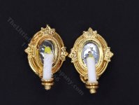 1:48 Scale Miniature 3V Pair of Framed Mirror Sconces for Dollhouses (image for) 1:48 Scale Miniature 3V Pair of Framed Mirror Sconces for Dollhouses