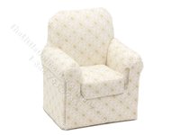 1:24 Scale Miniature Sugar Squares Armchair for Dollhouses - White (image for) 1:24 Scale Miniature Sugar Squares Armchair for Dollhouses - White