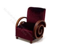 Miniature Art Deco Red Arm Chair for Dollhouses (image for) Miniature Art Deco Red Arm Chair for Dollhouses