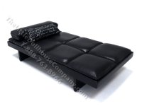 Miniature Black Leather Day Bed/Lounge Chair w/ Script Accent Pillow by PRD Miniatures (image for) Miniature Black Leather Day Bed/Lounge Chair w/ Script Accent Pillow by PRD Miniatures