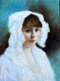 Portrait of a Lady in a White Bonnet replica by Larry Morganti (image for) Portrait of a Lady in a White Bonnet replica by Larry Morganti