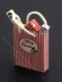 Miniature Christmas Gift Bag for Dollhouses (image for) Miniature Christmas Gift Bag for Dollhouses