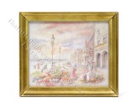 Vintage Miniature Framed Art Print "Fragrant Stroll" by Miran Lee for Dollhouses (image for) Vintage Miniature Framed Art Print "Fragrant Stroll" by Miran Lee for Dollhouses