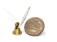 Miniature Inkwell and Quill Set for Dollhouses (image for) Miniature Inkwell and Quill Set for Dollhouses