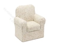 1:24 Scale Miniature Ivory Leaves Armchair for Dollhouses - Beige (image for) 1:24 Scale Miniature Ivory Leaves Armchair for Dollhouses - Beige