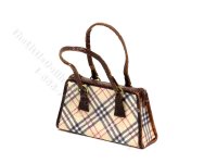 Vintage Miniature Burberry Style Purse for Dollhouses (image for) Vintage Miniature Burberry Style Purse for Dollhouses
